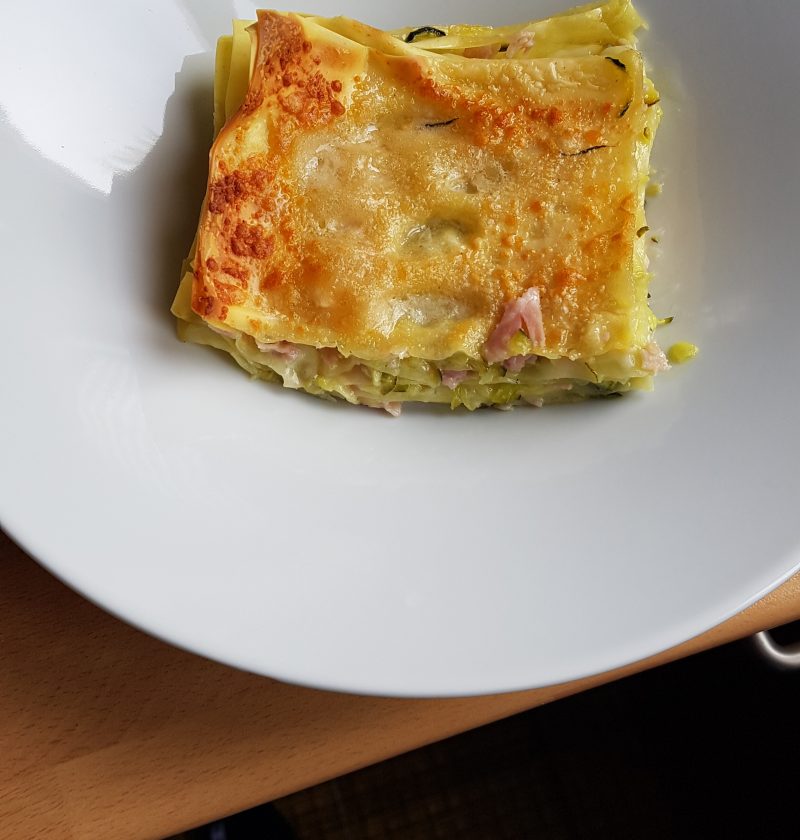 Lasagne alle zucchine, prosciutto e formaggio